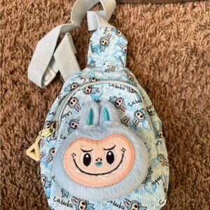 Lafufu Shoulder Bag For Kids With Plush Brooch, Blue Color